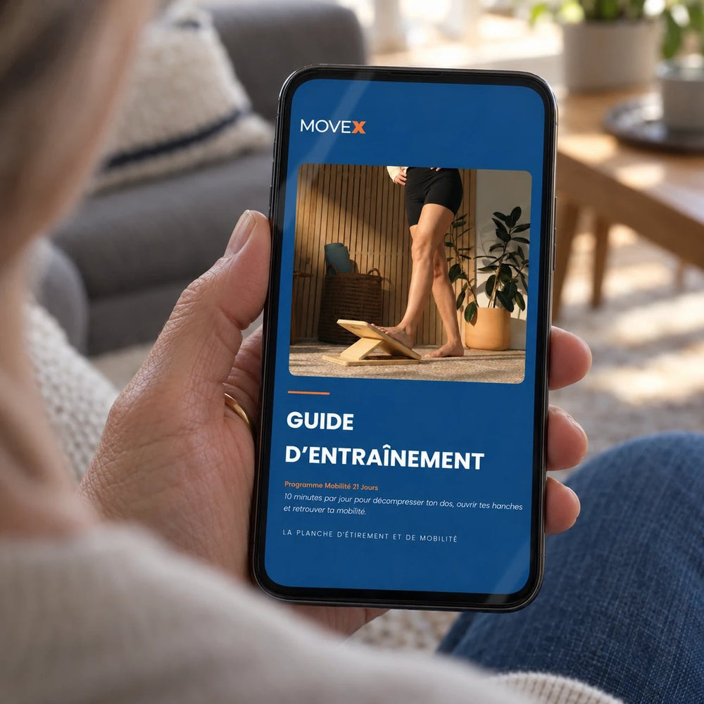 Le guide d'entraînement MOVEX affiché sur un téléphone